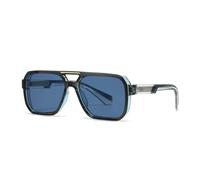 WFFZTZW Gafas de sol cuadradas con remaches retro y doble puente para hombre, con protección UV400, de lujo, a la moda para mujer (azul)