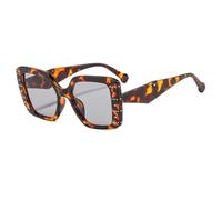 WFFZTZW Gafas de sol cuadradas de moda para mujer, estilo retro, tendencia, color caramelo, estilo punk, con remaches, diseño de leopardo, UV400 (leopardo-gris claro).