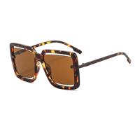 WFFZTZW Gafas de sol cuadradas extragrandes para mujer, ahuecadas, sin límites, vintage, UV400, para hombre, de lujo (leopardo)