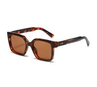 WFFZTZW Gafas de sol cuadradas para mujer, protección solar UV400, estilo retro, con remaches, estampado de leopardo, degradado, naranja (té de leopardo).