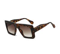 WFFZTZW Gafas de sol cuadradas retro con degradado de leopardo para mujer, montura de color con contraste, estilo informal, para hombre, UV400 (marrón leopardo)