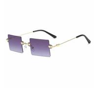 WFFZTZW Gafas de sol cuadradas sin montura, estilo punk metal, populares para mujer y hombre, ideales para viajes. Lentes multicolor con protección UV400 (gris degradado dorado).