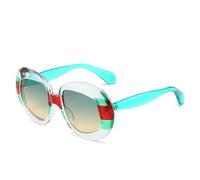 WFFZTZW Gafas de sol de moda ovaladas con contraste de color para mujer, lentes de sol retro transparentes con degradado, UV400, gafas de sol punk de lujo a la moda para hombre, verde, talla única