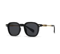 WFFZTZW Gafas de sol de moda para hombre, estilo retro, con degradado, UV400 y remaches para mujer (negro, dorado y gris)