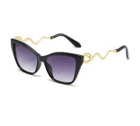 WFFZTZW Gafas de sol estilo ojo de gato con diseño de serpiente para mujer, estilo punk vintage, de lujo, con protección UV400 (negro y gris).
