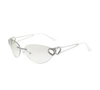 WFFZTZW Gafas de sol estilo punk vintage sin montura con doble forma de corazón para mujer y hombre, modernas, estilo ojo de gato, de lujo (plateadas)