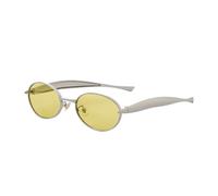 WFFZTZW Gafas de sol ovaladas con montura pequeña para hombre y mujer, estilo vintage, de lujo, estilo punk, de metal, con protección UV400 (amarillo plateado).