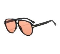 WFFZTZW Gafas de sol para mujer, estilo retro, rojas, vintage, de doble puente, para conducir (negro y rojo)