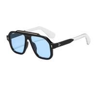 WFFZTZW Gafas de sol para mujer y hombre, con protección UV400, estilo retro, con remaches y degradado (negro y azul).