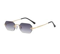 WFFZTZW Gafas de sol pequeñas sin montura para mujer, estilo retro poligonal degradado, estilo vintage de verano, UV400 (gris)