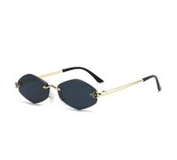 WFFZTZW Gafas de sol punk sexis con montura pequeña hexagonal sin montura para mujer, de lujo, con diseño de rombos, UV400 (C1, negro y gris)