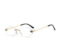 WFFZTZW Gafas de sol punk sexis con montura pequeña hexagonal sin montura para mujer, de lujo, con rombos, UV400 (C5 transparente)
