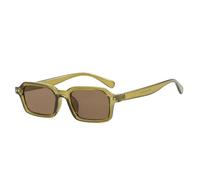 WFFZTZW Gafas de sol rectangulares pequeñas retro para mujer, moda UV400, para hombre, con remaches estilo punk (té verde)