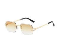 WFFZTZW Gafas de sol rectangulares sin montura, estilo vintage, únicas, para mujer, con lentes transparentes en colores pastel, para hombre (oro, amarillo, té)