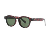 WFFZTZW Gafas de sol redondas de moda para mujer, montura retro transparente, lentes oceánicas, UV400, remaches para hombre y fiesta (verde leopardo).