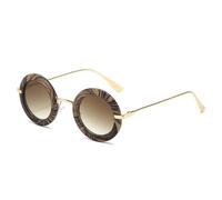 WFFZTZW Gafas de sol redondas retro para mujer, estilo popular, modernas, con personalidad única, para exteriores y vacaciones (veta de madera).