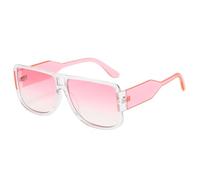 WFFZTZW Gafas de sol retro con doble puente, cuadradas y montura grande, para mujer, UV400, a la moda, con degradado, estilo punk para hombre (rosa transparente)