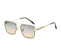 WFFZTZW Gafas de sol retro de doble puente con borde recortado para hombre y mujer, protección UV, lentes de metal degradado de lujo (té verde)