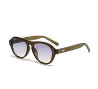 WFFZTZW Gafas de sol retro para mujer, de alta gama, con montura grande, estilo sapo, con espejo, modernas (gris café)
