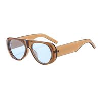 WFFZTZW Gafas de sol retro para mujer, modernas, en tonos caramelo, con protección UV400, para hombre y mujer, con patas anchas (azul té)