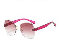 WFFZTZW Gafas de sol retro punk con forma de mariposa sin montura para mujer, de lujo para hombre, ideales para viajes y conducción, con protección UV400 (rosa degradado rojo).