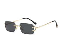 WFFZTZW Gafas de sol sin montura de moda para mujer, de lujo, estilo retro degradado, para fiestas al aire libre, UV400 (dorado-negro)