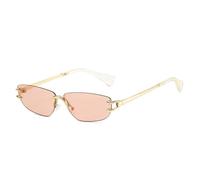 WFFZTZW Gafas de sol sin montura para hombre y mujer, con lentes oceánicas y patas de metal doradas (KSH6220-C4)