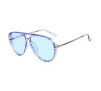 WFFZTZW Gafas de sol vintage de doble puente para mujer, modernas, retro, de lujo, con protección UV400 (azul-azul)