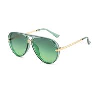 WFFZTZW Gafas de sol vintage de doble puente para mujer, modernas, retro, de lujo, con protección UV400 (verde-verde)