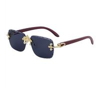WFFZTZW Gafas de sol vintage sin montura para hombre, de lujo, de moda, con borde recortado, estilo punk (C1GoldGray)