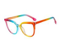 WFFZTZW Montura de gafas redondas de colores caramelo a la moda para mujer, montura de gafas retro transparente con bisagra de resorte para hombre, marco de doble color (arcoíris)