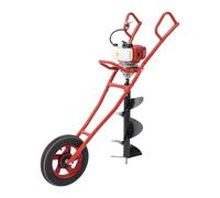 WFIETN - Broca de tierra de gasolina de 2 tiempos con estructura de transporte, fresadora de 52 cc con carretilla, carretilla con carro de mano, para obras, construcción, granjas y jardines (negro