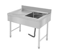 WFIETN - Fregadero de cocina independiente, fregadero de acero inoxidable independiente, cuadrado comercial al aire libre con deflector alto de 3,93 pulgadas, filtro de tubo de drenaje y plataforma