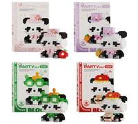 WFKKMEQ 4 Pcs Panda Bloques Construccion, Juego de Bloques de Construcción Panda Mini Building Blocks Micro Bloques de Construcción Juguetes Kit Regalo para Niños