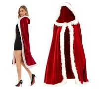 WFKKMEQ Capa de Navidad, Red Hooded Cloak, Santa Festival Red Hooded Cloak, Xmas Outfit Costume Props, Role-Playing and Holiday Parties for Adult Child - 120cm