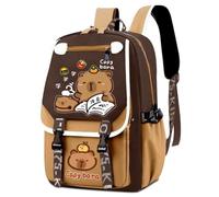 WFKKMEQ Capybara Mochilas Infantiles, Mochila Escolar Cartoon Escolares Guarderia Bolsa de Escuela Primaria Lindo Mochila Cartoon Backpack para Kids Escolarizar,Acampar,Viajar(Marrón)