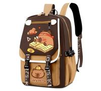 WFKKMEQ Capybara Mochilas Infantiles, Mochila Escolar Cartoon Escolares Guarderia Bolsa de Escuela Primaria Lindo Mochila Cartoon Backpack para Kids Escolarizar,Viajar,Acampar(Marrón)