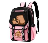 WFKKMEQ Capybara Mochilas Infantiles, Mochila Escolar Cartoon Escolares Guarderia Bolsa de Escuela Primaria Lindo Mochila Cartoon Backpack para Kids Acampar,Escolarizar,Viajar(Rosa)