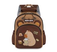 WFKKMEQ Capybara Mochilas Infantiles, Mochila Escolar Lindo Mochila Preescolar Cartoon Escolares Guarderia Bolsa de Escuela Primaria Cartoon Backpack para Kids Viajar,Escolarizar,Acampar(24x23x10cm)
