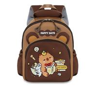 WFKKMEQ Capybara Mochilas Infantiles, Mochila Escolar Lindo Mochila Preescolar Cartoon Escolares Guarderia Bolsa de Escuela Primaria Cartoon Backpack para Kids Escolarizar,Viajar,Acampar(24x23x10cm)