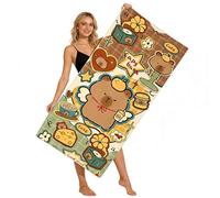 WFKKMEQ Capybara Toalla de Playa, Capybara Toalla de Baño de Microfibra, Manta Toallas de Playa Grande Toallas de Playas Ultraligera y Secado Rápido para Piscina, Camping-D