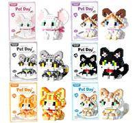 WFKKMEQ Gato Juego de Bloques de Construcción, 6PCS Micro Construcciones Juguete de Construcción Juego de Mini Bloques Animal Mini Building Blocks Modelo Building Block Puzzle para Regalos Vaquero