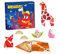 WFKKMEQ Kit de papel de origami, 108 piezas de origami con libro guía, proyectos de manualidades con 54 patrones de doble cara, origamis creativo, kit de manualidades de animales, decoración de