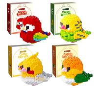 WFKKMEQ Loro Juego de Bloques de Construcción, 4PCS Micro Construcciones Juguete de Construcción Juego de Mini Bloques Animal Mini Building Blocks Modelo Building Block Puzzle para Regalos Vaquero