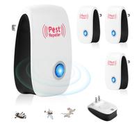 WFKKMEQ Repelente ultrasónico de plagas, repelente de ratones y ratas, repelente de ratones para interiores, enchufe ultrasónico, para insectos, moscas, cucarachas, ratas, arañas, paquete de 4 capas