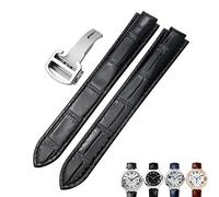 WFRUEDWC 16 mm 18 mm 20 mm Genuino Reloj de cuero Correa Black Blue Marrón Bandas de reloj de hebilla para Cartier Tank Solo Blue Ballon