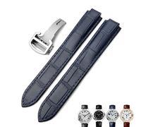 WFRUEDWC 16 mm 18 mm 20 mm Genuino Reloj de cuero Correa Black Blue Marrón Bandas de reloj de hebilla para Cartier Tank Solo Blue Ballon