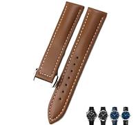 WFRUEDWC 21 mm 20 mm 22 mm Correa de reloj de cuero de vaca para omega costoso 300 bandas de relojes Speedmaster (color: broche de oro de 10 mm, tamaño: 20 mm)