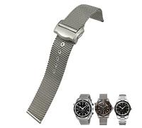 WFRUEDWC Banda de reloj de 20 mm para Omega 007 Seamster 300 Siver Metal Woven Watch Store 316L STARED BANDS de acero inoxidable