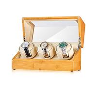 WFRUEDWC Caja de hilandería Caja de vigilancia de Relojes: vigilancia de Reloj de bambú Automático Reloj Shaker Mecánico Reloj giratoria Caja de Almacenamiento de Almacenamiento con Control de Acceso